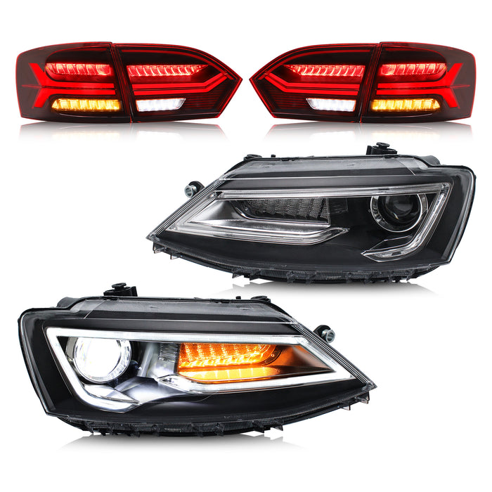 VLAND LED Headlights+Taillights For 2011-2014 Volkswagen Jetta MK6