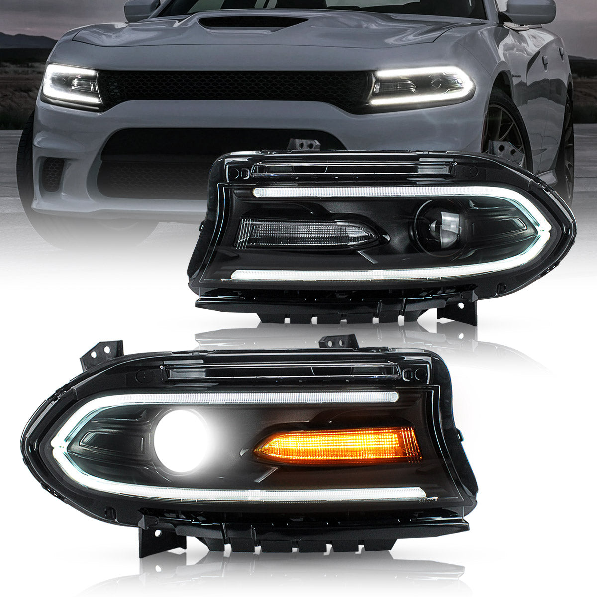 VLAND Headlights For 2015-2023 Dodge Charger Halogen Models VLAND US VLAND Headlights For 2015-2023 Dodge Charger Halogen Models VLAND US