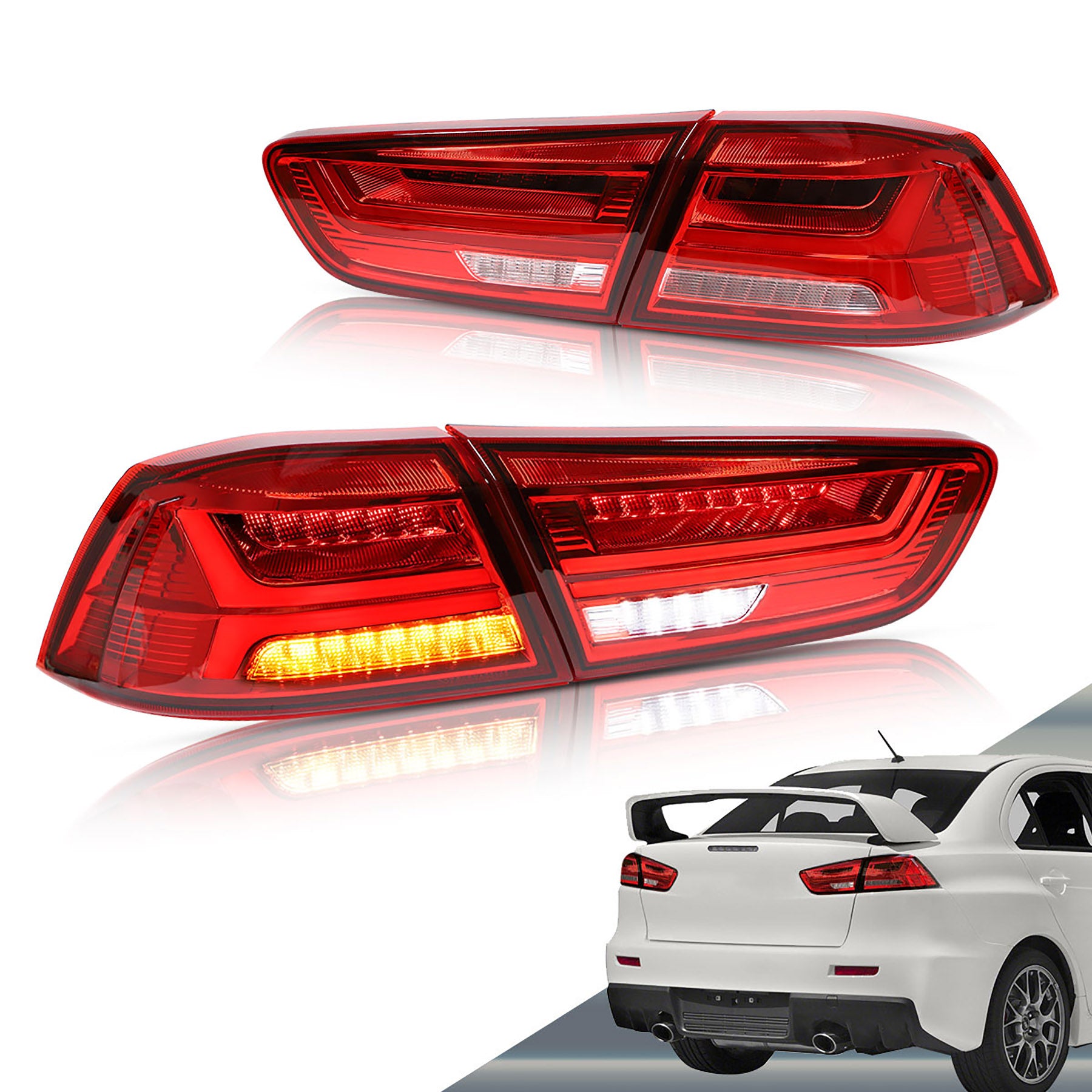 Vland 2008-2017 Mitsubishi Lancer REDCLEARシーケンシャルLEDテール