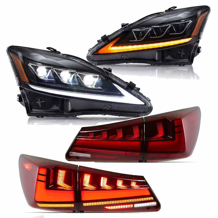 VLAND Full LED Headlights And Taillights For 2006-2013 Lexus IS250 IS350 ISF 200D 220D