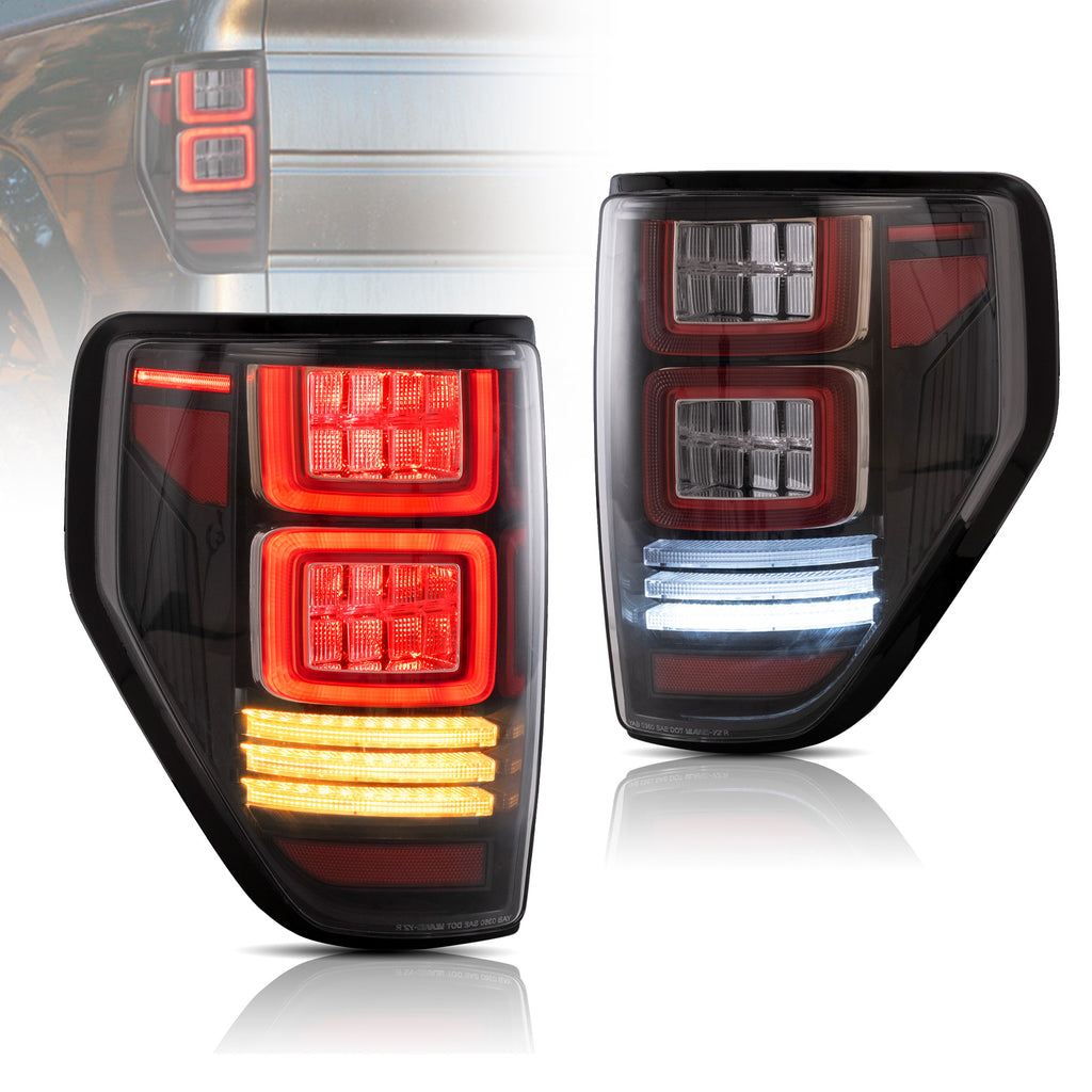 VLAND LED Taillights For 2009-2014 Ford F150 W/Amber Sequential Turn Signal