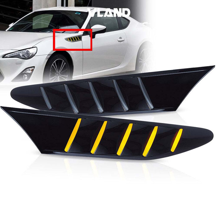 2012-2021 Toyota 86 Subaru BRZ Scion FRS Side Fender Fin Vent Upgrade to LED Sequential Turn Signals Side Marker Lights