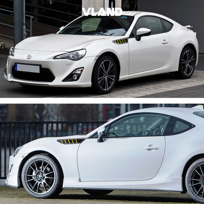 2012-2021 Toyota 86 Subaru BRZ Scion FRS Side Fender Fin Vent Upgrade to LED Sequential Turn Signals Side Marker Lights