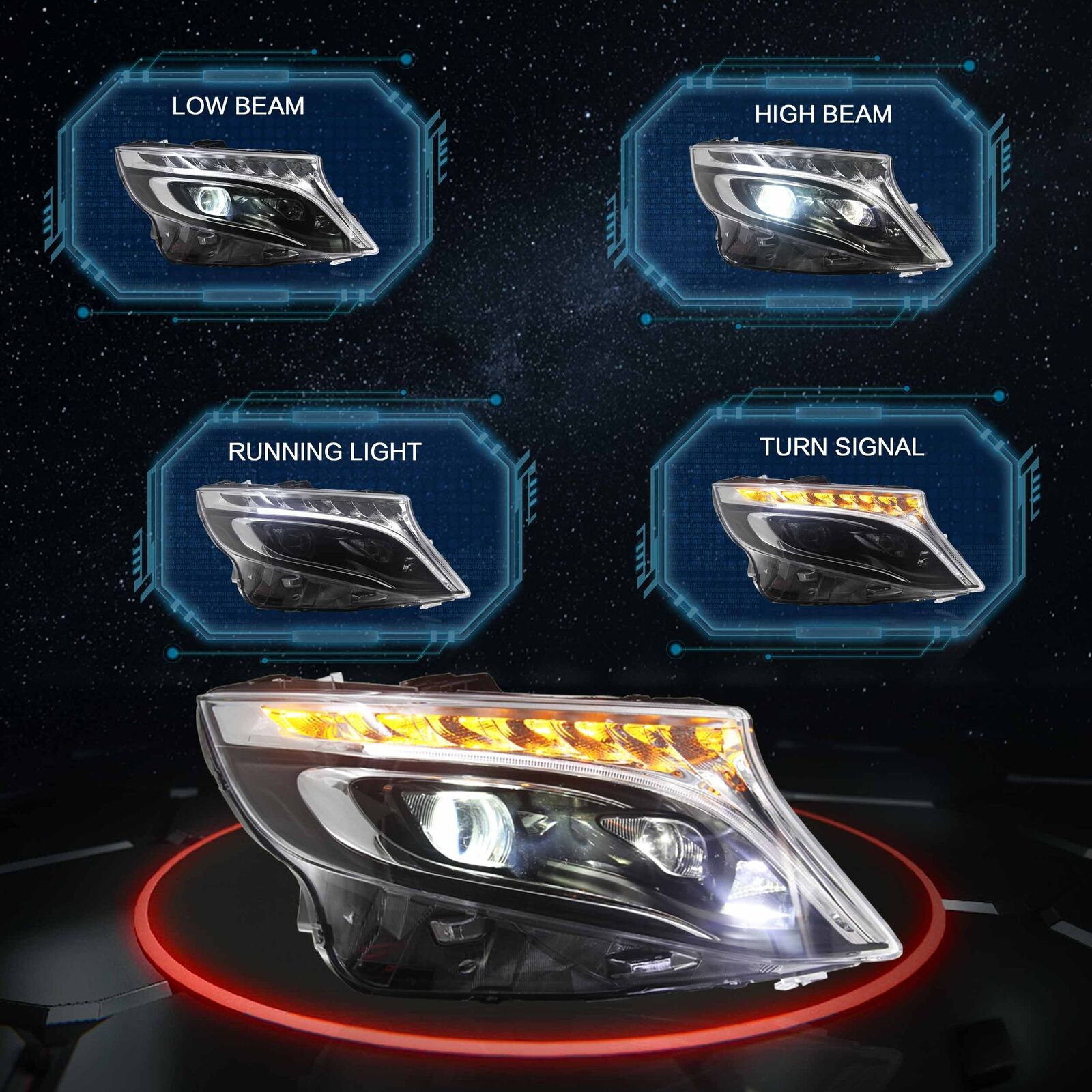 2014-2023 Mercedes Benz V-Class Vito W447 LED Headlights