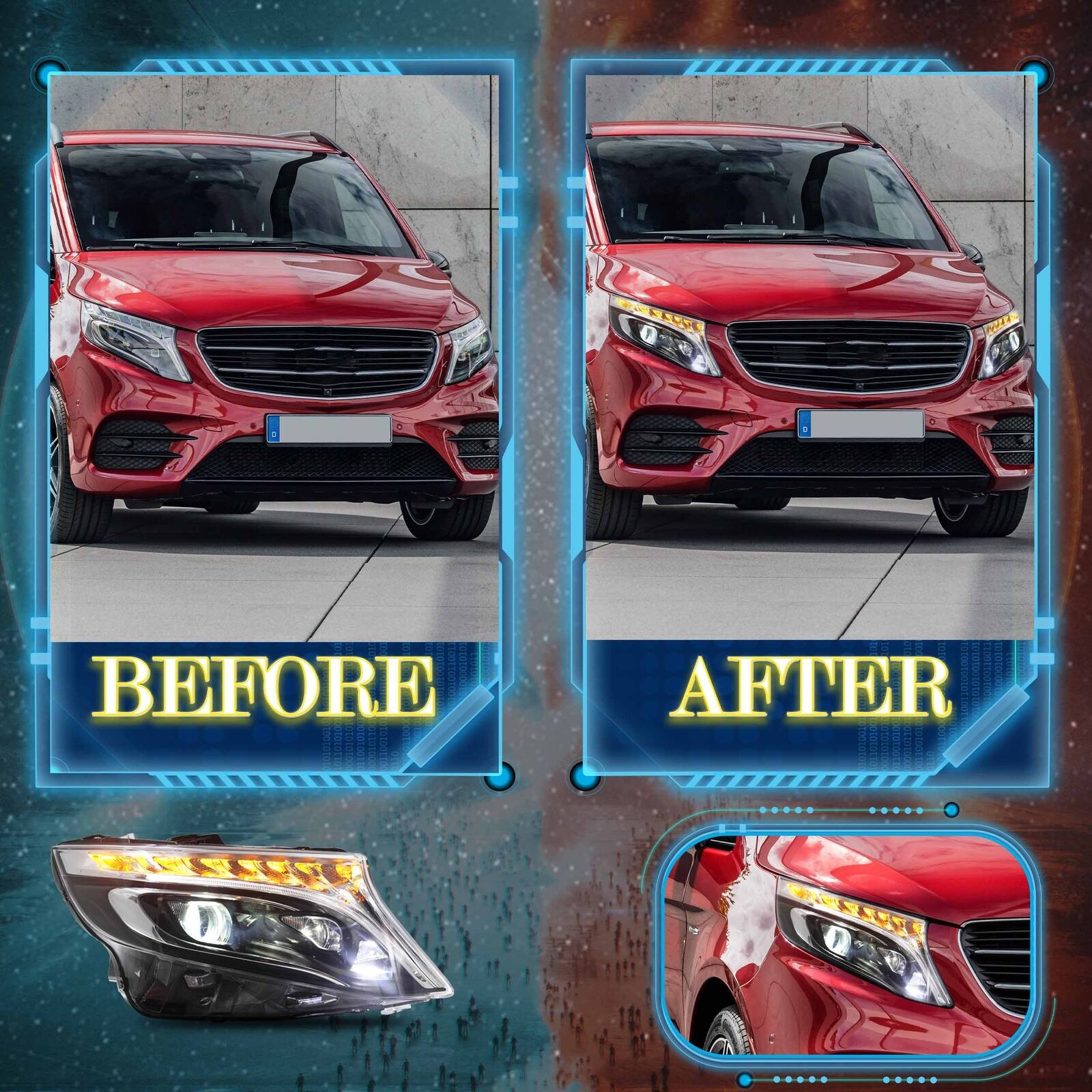 2015-2023 Mercedes Benz V-Class Vito W447 LED Headlights