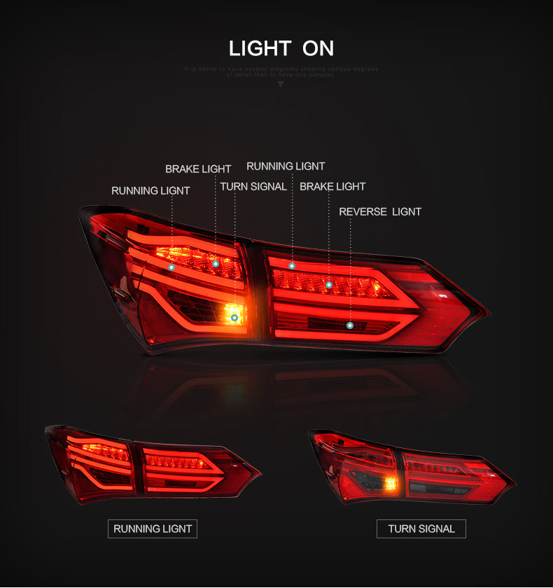 VLAND LED Tail lights For 2014-2019 Toyota Corolla International E170/E180 version(Price of 100 pairs)