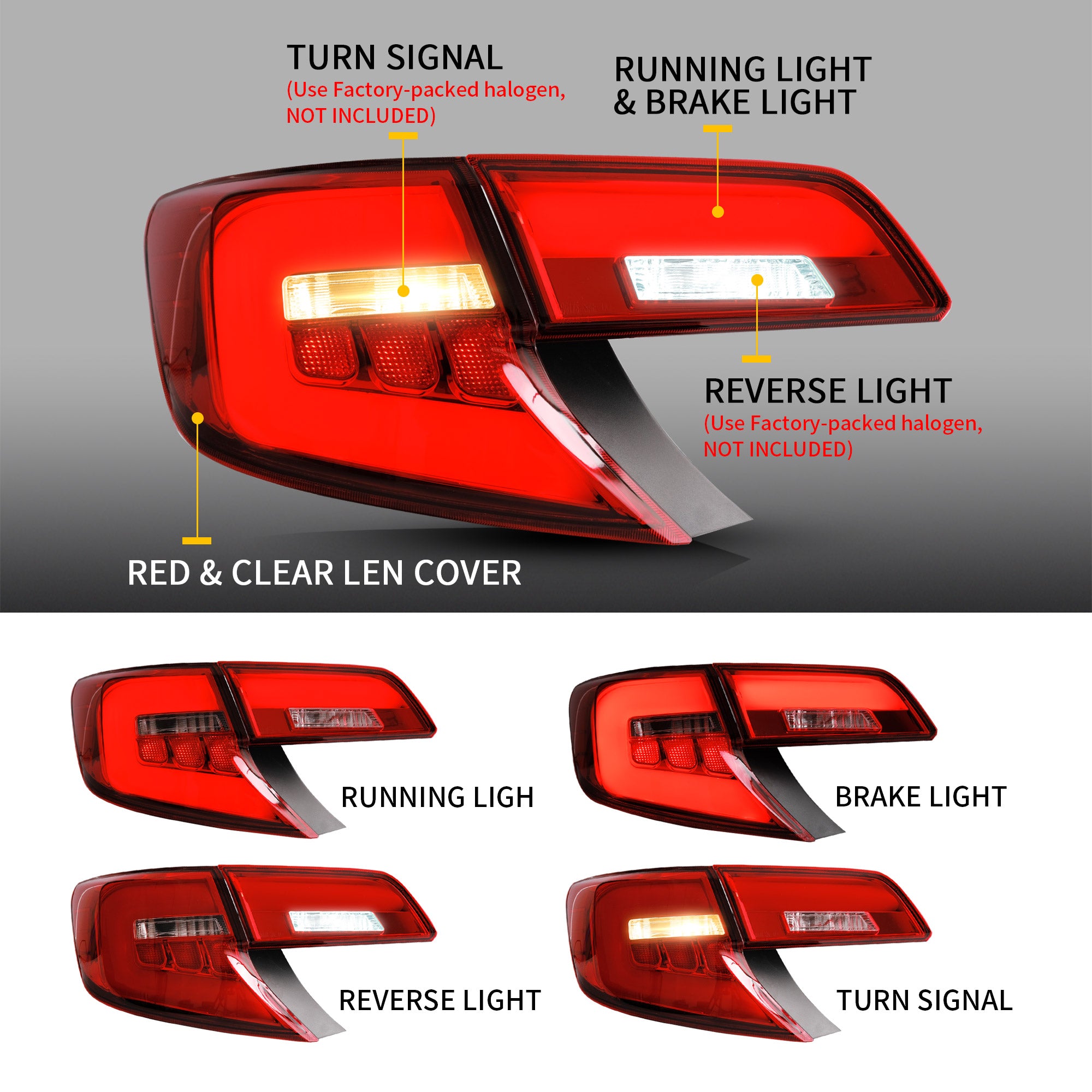 VLAND LED Tail Lights For Toyota Camry 2012-2014 XV50 7th Gen (MOQ of 100 Pairs)
