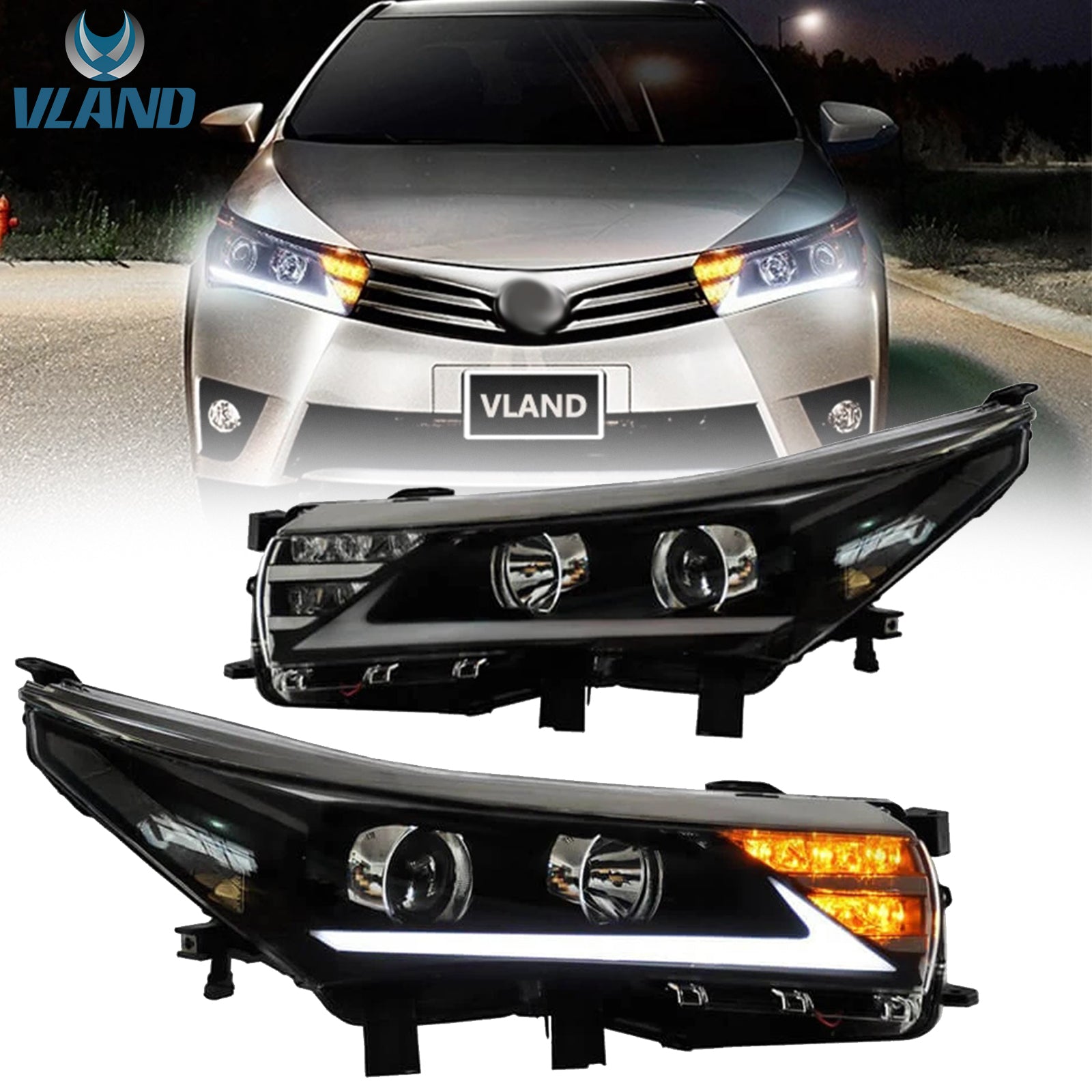 VLAND-LED-Scheinwerfer für 2014–2019 Toyota Corolla 0257-GWLZ