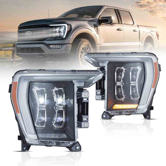 VLAND Full LED Projector Headlights For 2021-2023 Ford F150