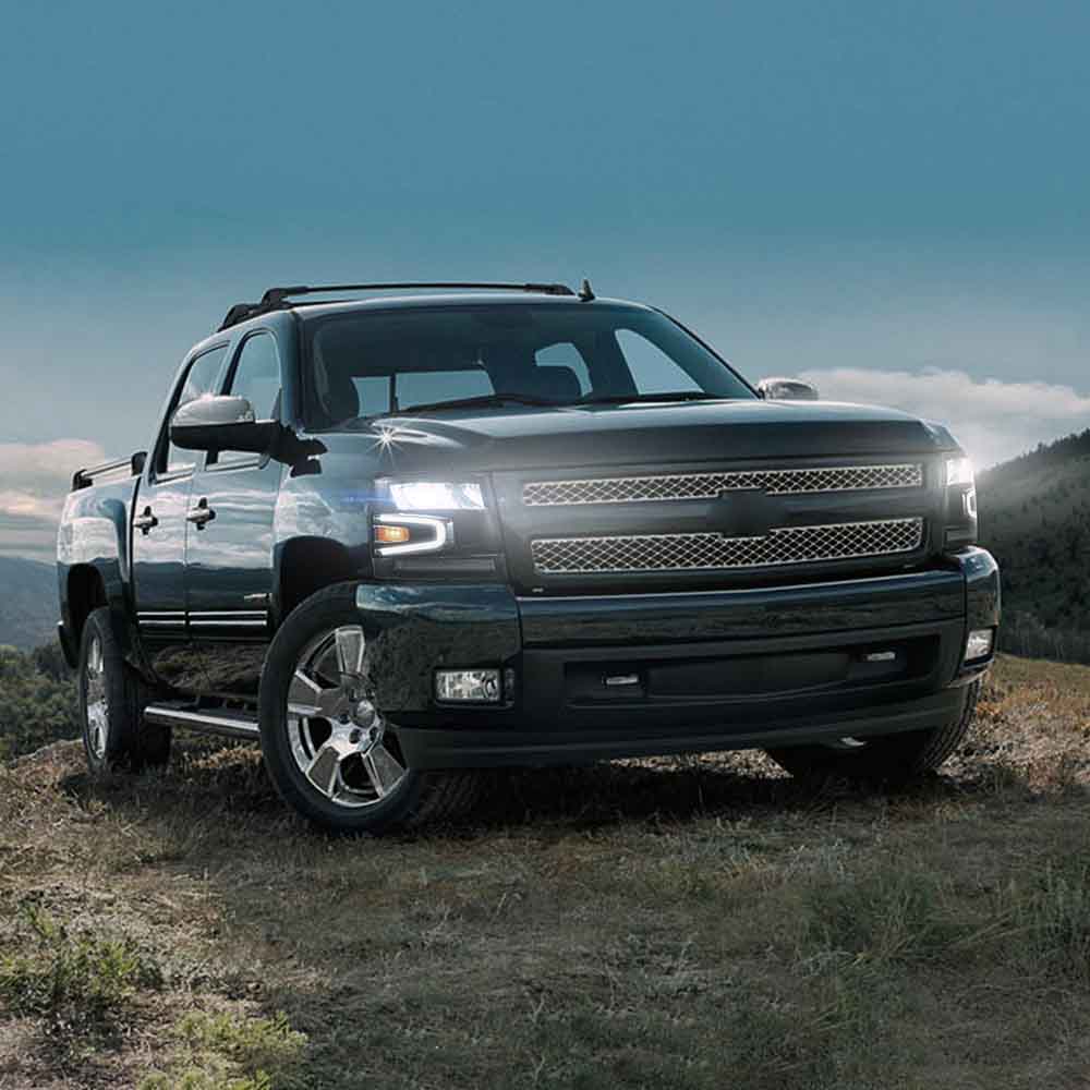 <<t18>0>LAND  LED  HeadlighTs  For 2007-2013 ChevroleT Silverado 1500 2500HD 3500HD