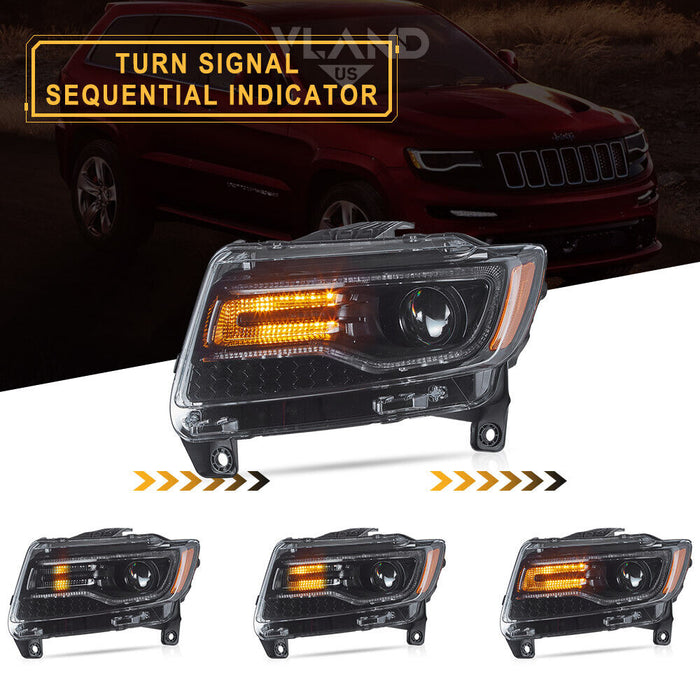 VLAND LED Headlights For 2011-2013 Jeep Grand Cherokee (WK2) HID/Xenon Models