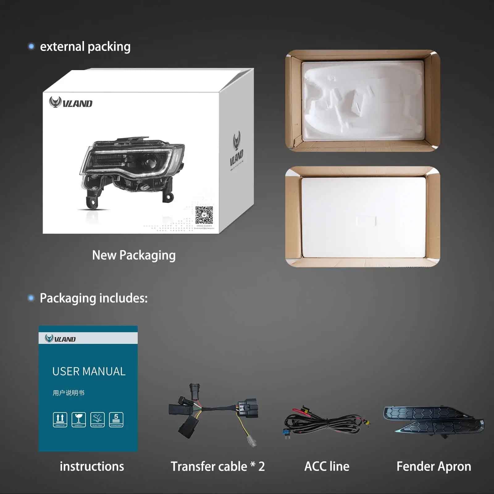 VLAND LED Headlights For 2014-2022 Jeep Grand Cherokee (WK2)