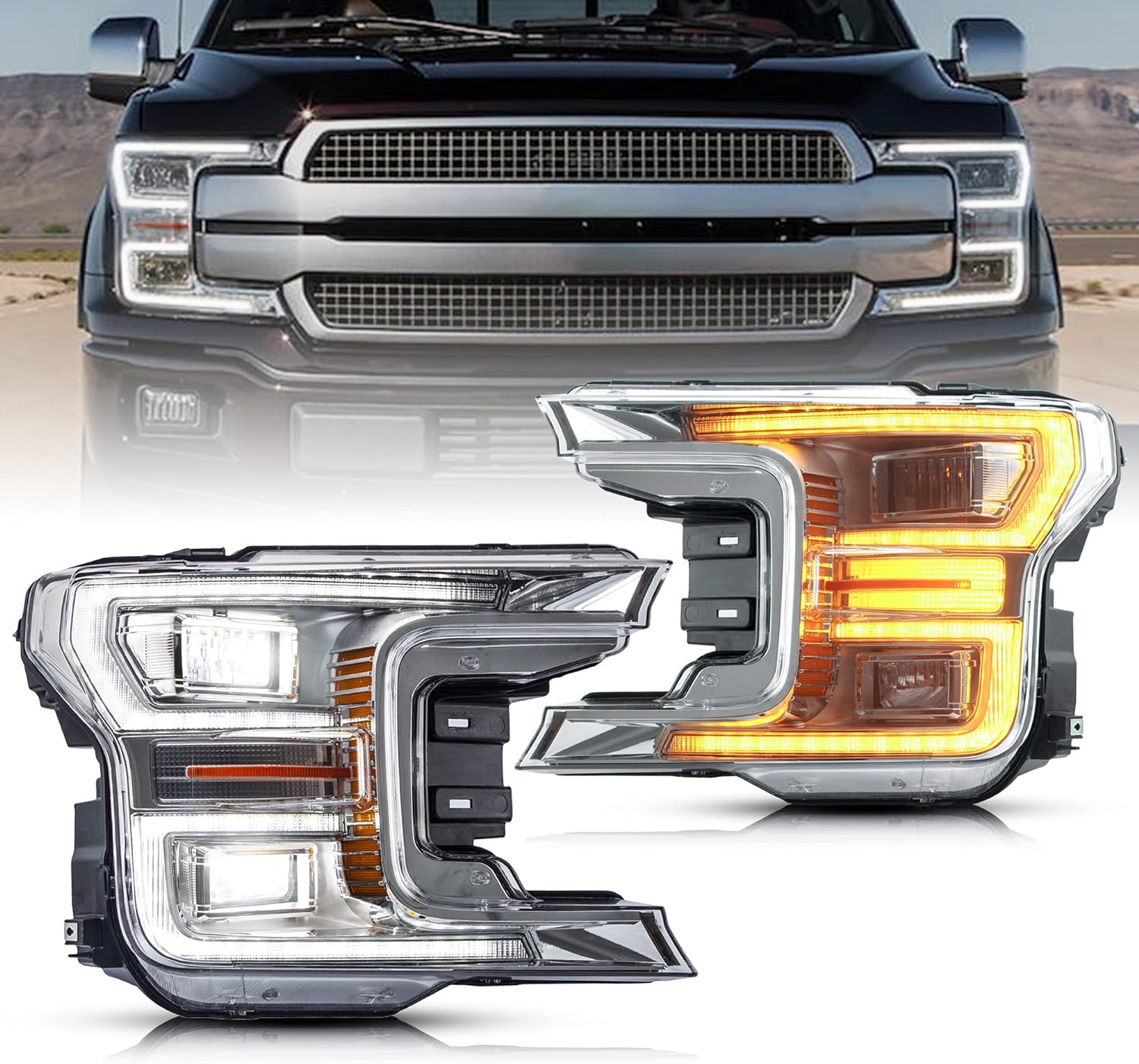 <<<<t51>48>18>0>LAND  LED  HeadlighTs  For 2018-2020 Ford  F150 w/sTarT-up  animaTion