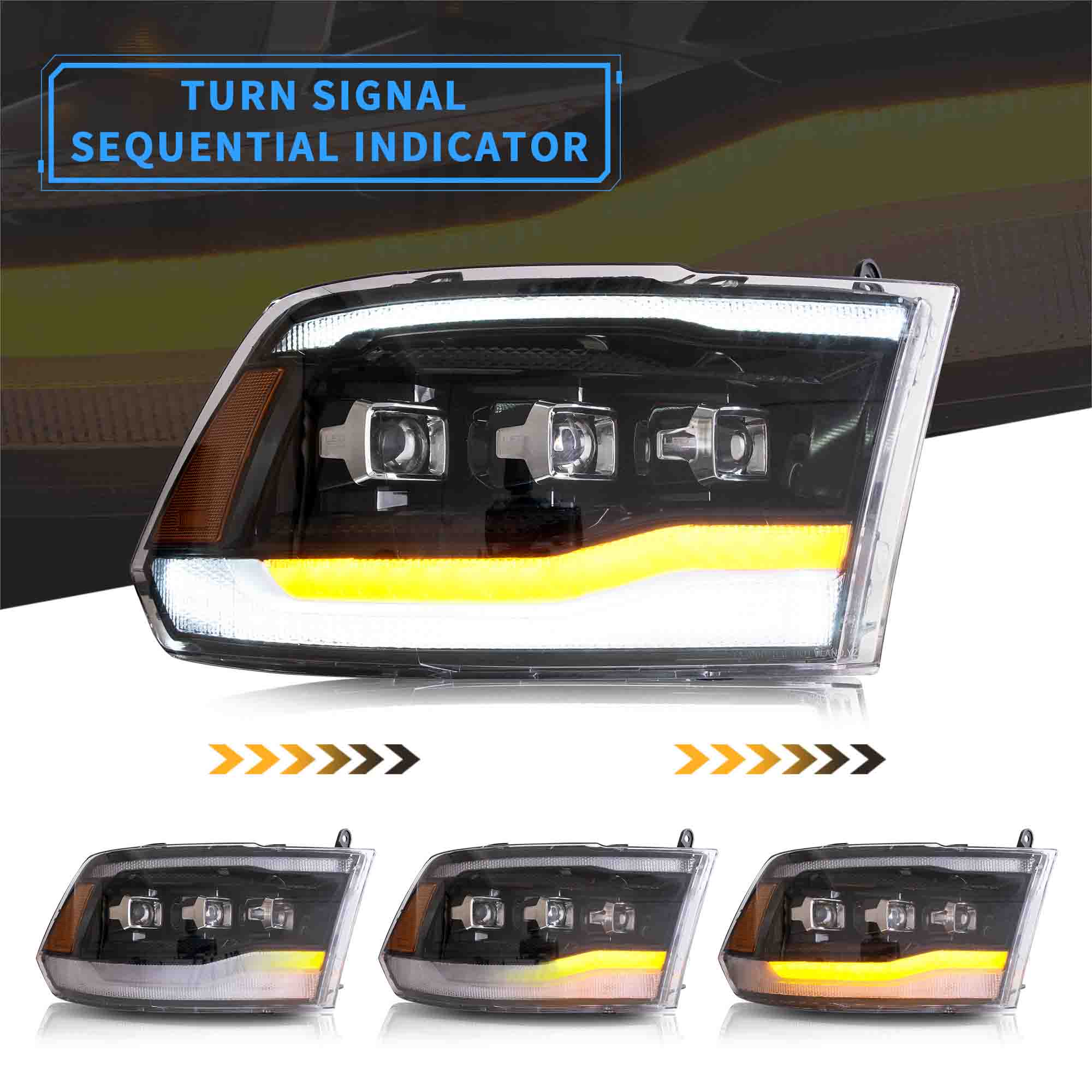 VLAND LED Projector Headlights For 2009-2018 RAM 1500 2500 3500