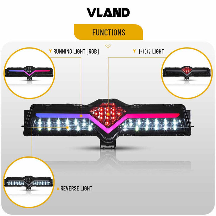VLAND LED Rear Bumper Reverse Light Fog Lamp RGB Running Light For 2012-2021 Toyota 86 Scion Frs Subaru Brz