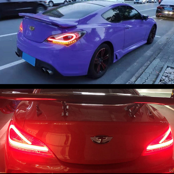 VLAND LED Smoked Taillights For 2010-2016 Hyundai Genesis Coupe w/Sequential