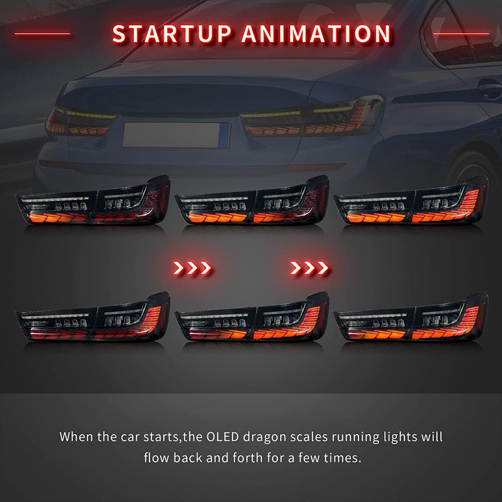 VLAND LED Taillights For 2020-2024 BMW 3 Series G20 M3 G80 W/Sequential Amber Turn Signal