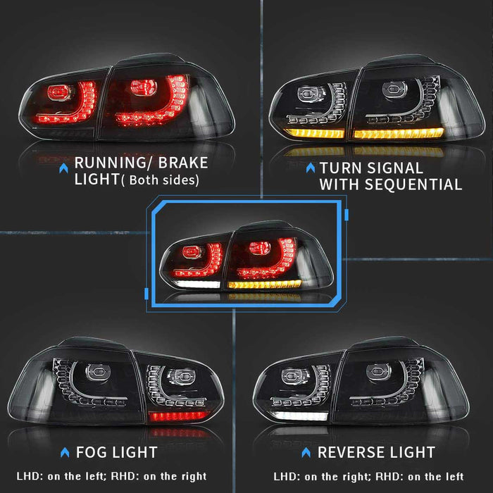 VLAND LED Taillights For 2009-2014 Volkswagen Golf 6 MK6