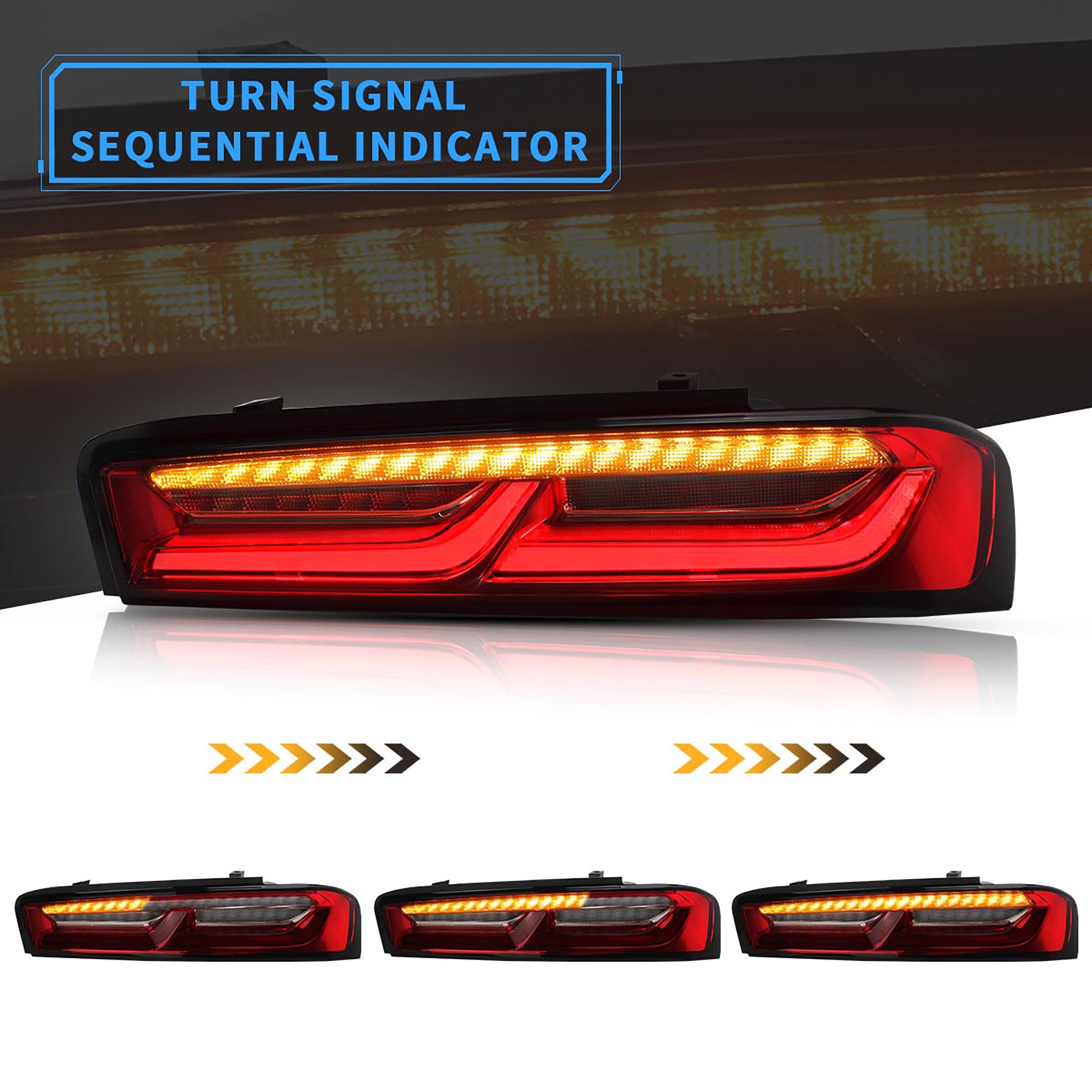 VLAND LED Taillights For 2016-2018 Chevrolet Camaro w/Sequential Turn Signal