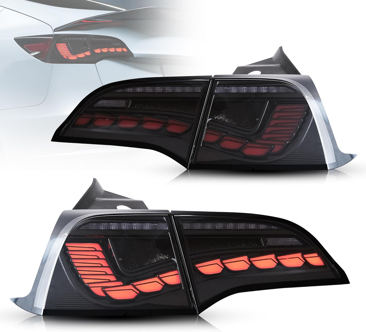 VLAND LED Taillights For 2017-2023 Tesla Model 3 Model Y W/Amber Turn signal