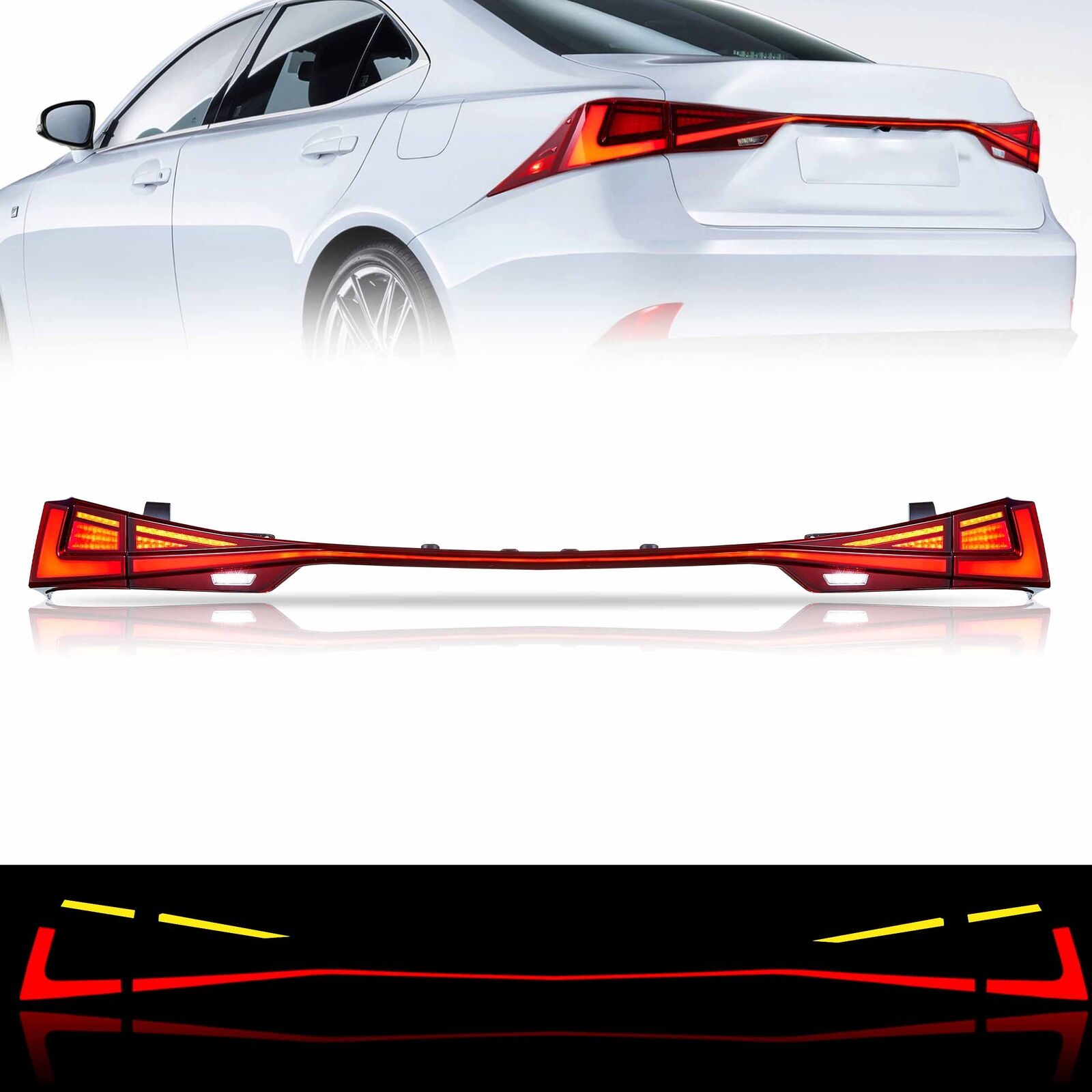 VLAND レクサス IS ISF テールランプ VLAND LED Taillights For 2014-2020 Lexus IS 250 350 200t 300h F