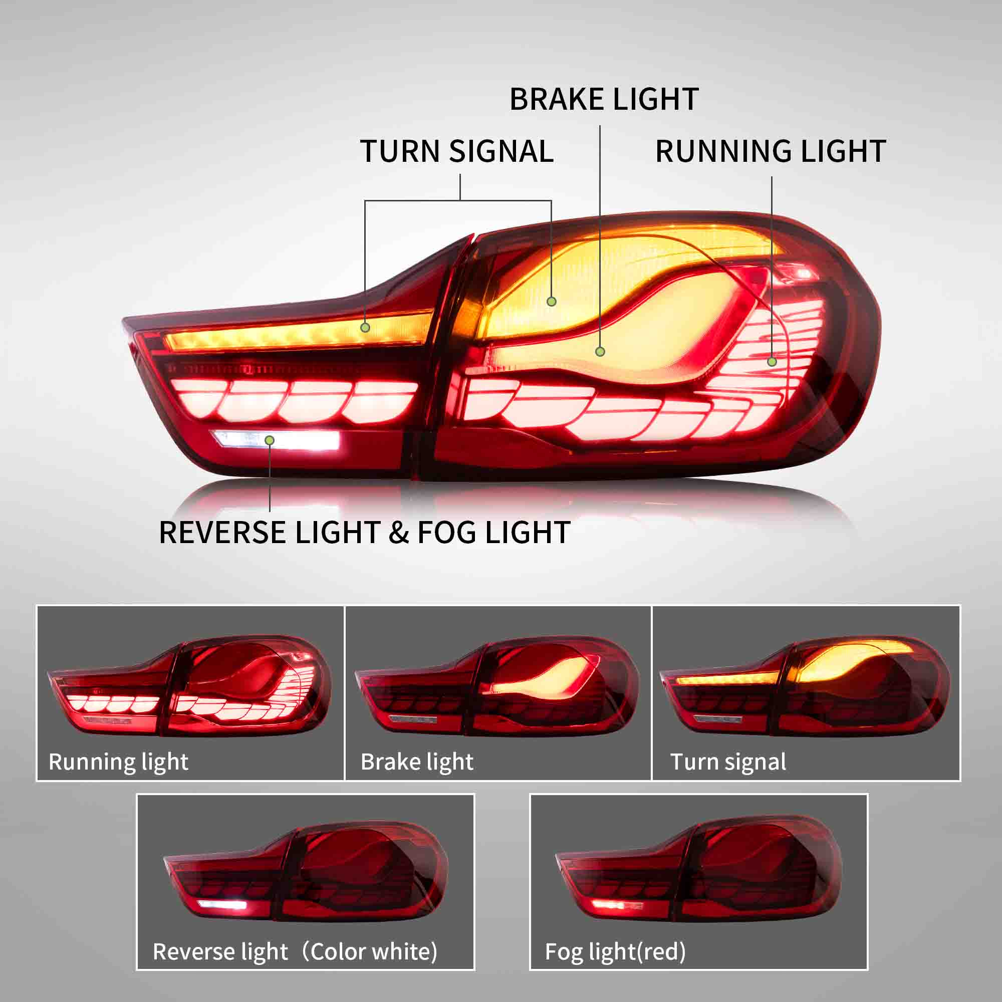 VLAND LED Taillights For 2014-2020 BMW 4-Series F32 F33 F36 M4 F82