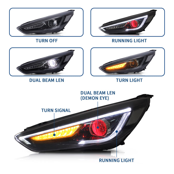 VLAND LED Headlights For Ford Focus 2015-2019 Mk III Facelift (mk 3.5)