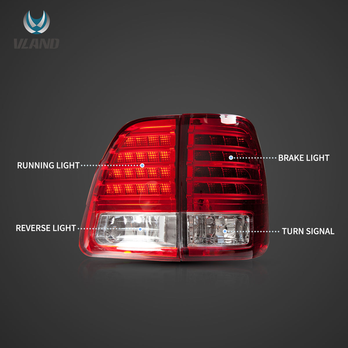 VLAND LED Tail Lights For 1998-2007 Toyota Land Cruiser J100 (MOQ >=200)