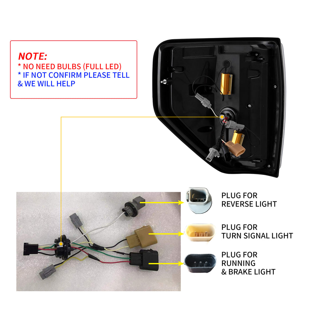 VLAND LED Taillights For 2009-2014 Ford F150 W/Amber Sequential Turn Signal