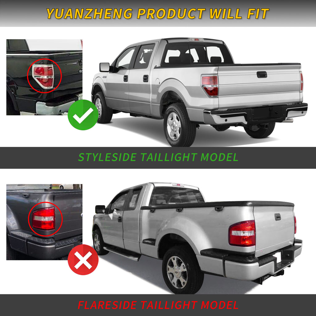 VLAND LED Taillights For 2009-2014 Ford F150 W/Amber Sequential Turn Signal