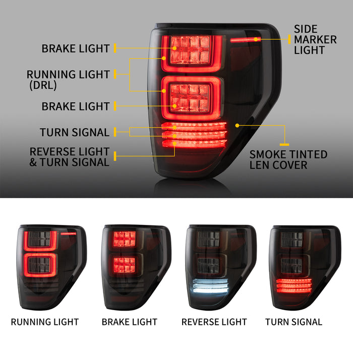 Luces traseras LED VLAND para señales de giro rojas Ford F150 2009-2014