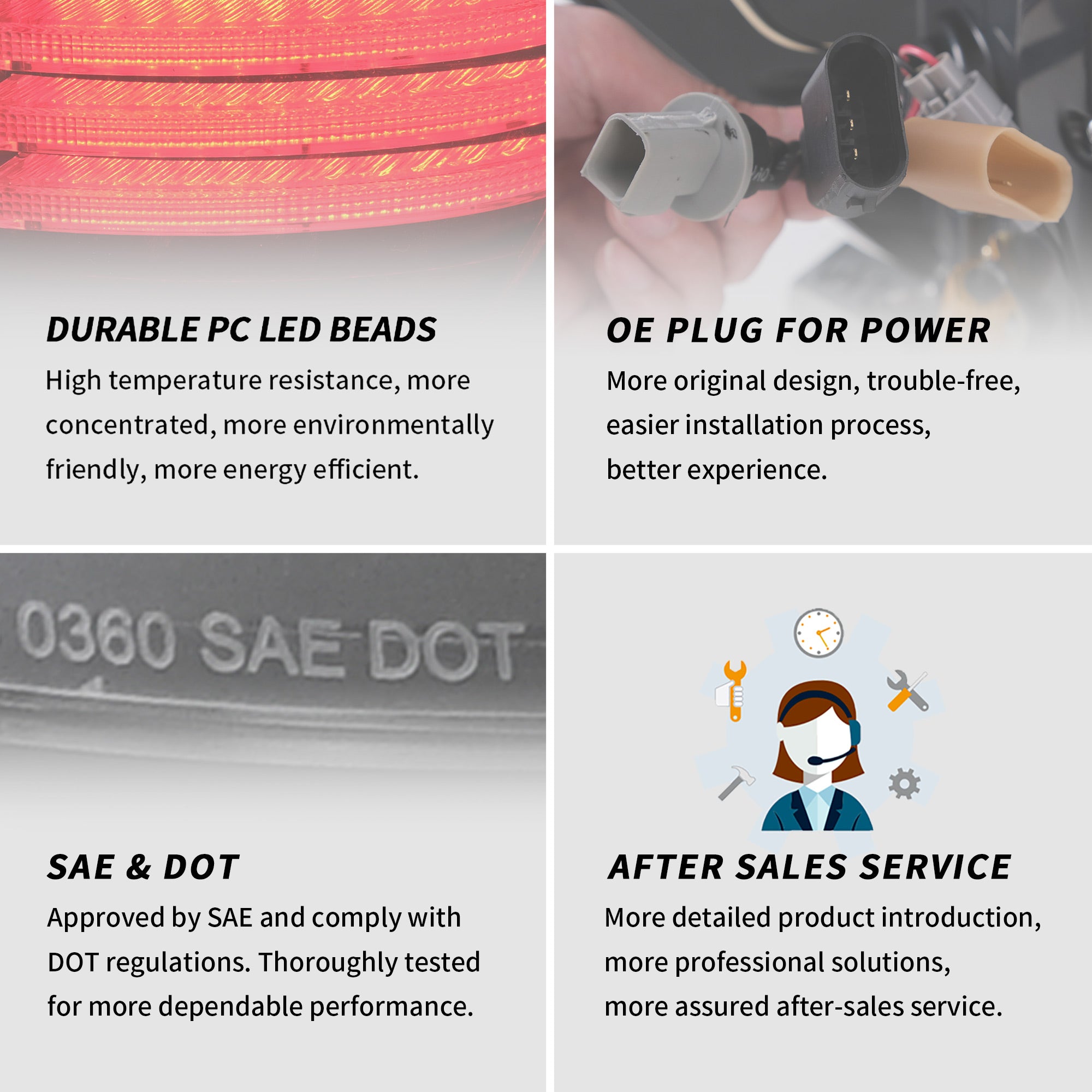 VLAND LED Tail Lights For 2009-2014 Ford F150 W/Red Turn Signal