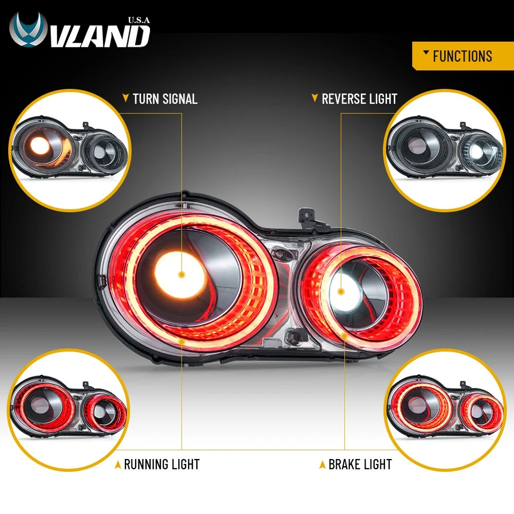 VLAND Smoked LED Taillights For 2008-2023 Nissan GTR R35