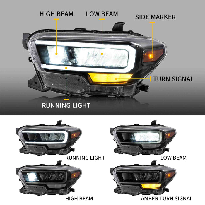 Phares LED VLAND pour Toyota Tacoma 2016-2023