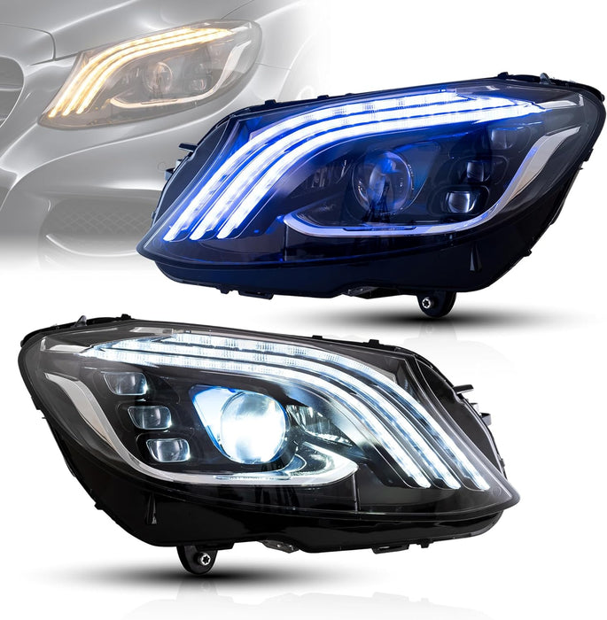 VLAND LED-Scheinwerfer für 2015–2021 Mercedes Benz C-Klasse W205 C300 C250 C350 C400 C450 C63 Coupe