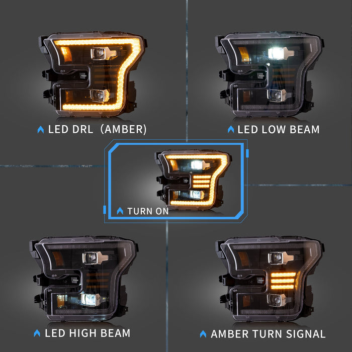 Phares et feux arrière VLAND LED pour kit de feux avant et arrière Ford F150 2018-2020