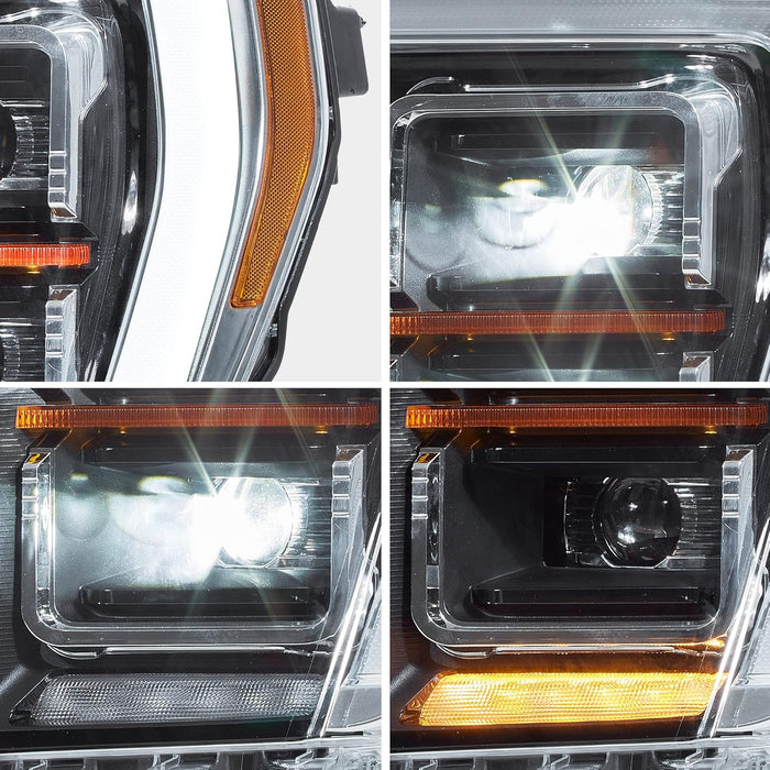 thumbnail interactive-video image 1 of VLAND Projector Full LED Headlights For 2021-2023 Ford F-150 – Black Housing, Clear Lens, DOT/SAE 1 of 2