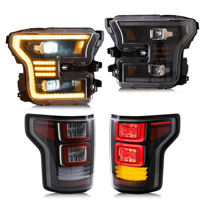 VLAND LED-Scheinwerfer und Rücklichter für 2015–2017 Ford F150 Vorder- und Rücklicht-Set