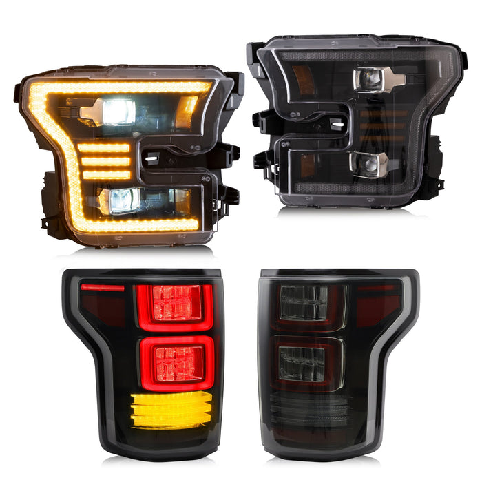VLAND LED-Scheinwerfer und Rücklichter für 2015–2017 Ford F150 Vorder- und Rücklicht-Set