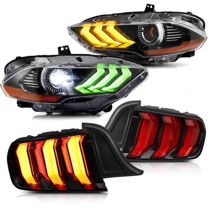 VLAND LED Tail Lights And RGB Headlights For Ford Mustang 2018-2023