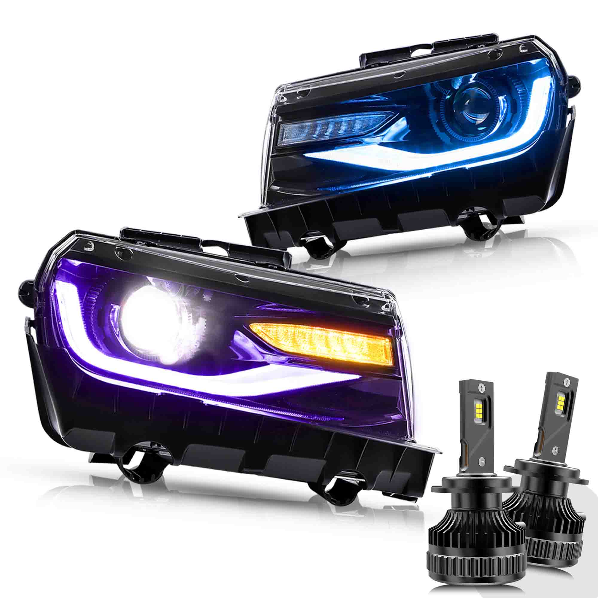 VLAND LED RGB Headlights For 2014 2015 Chevrolet Camaro