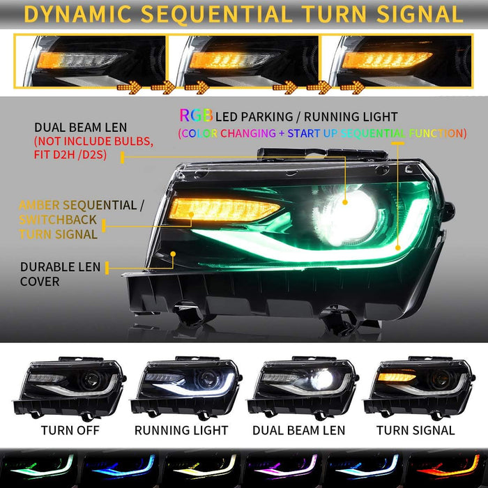 シボレーシボレーカマロ20142015ヘッドランプ用VLANDLEDプロジェクターヘッドライト