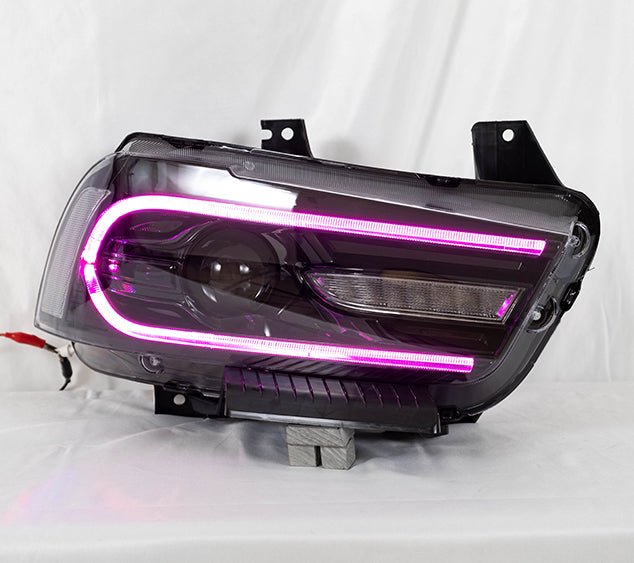 Faros delanteros de proyector LED VLAND para Dodge Charger 2011-2014 con montaje de faros intermitentes secuenciales