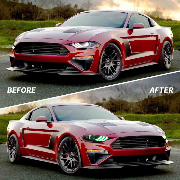 VLAND LED-RGB-Scheinwerfer für Ford Mustang 2018–2023, Aftermarket-Frontleuchten-Montage