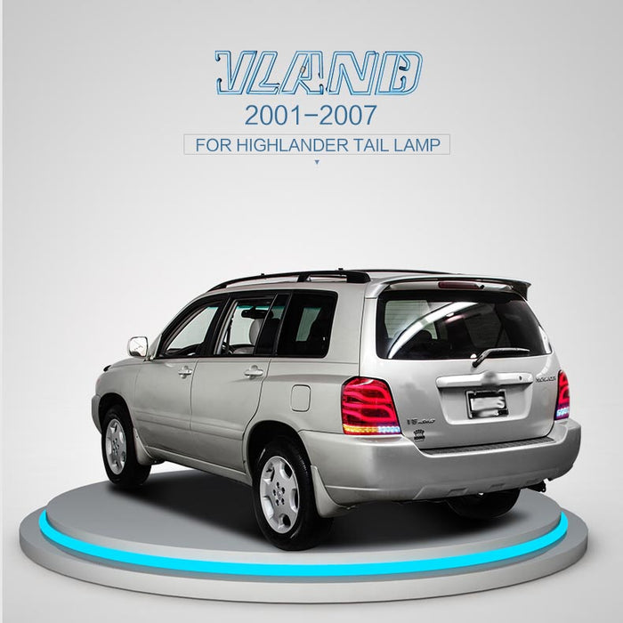 VLAND LED Tail Lights For 2001-2007 Toyota Highlander Rear Lamps Assembly