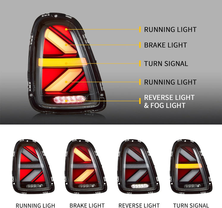 Feux arrière VLAND LED Union Jack pour Mini Cooper [Mini Hatch] R56 R57 R58 R59 2007-2013 feux arrière