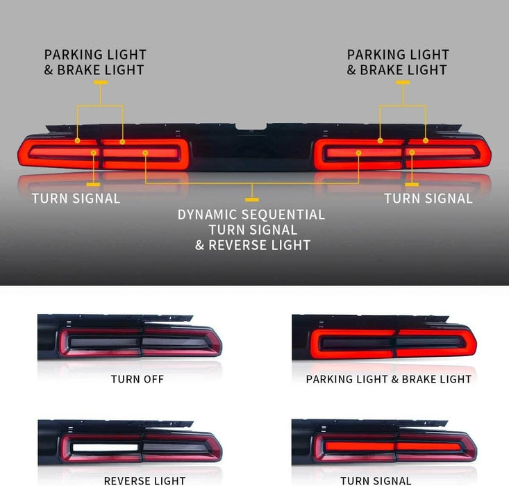 VLAND LED Tail Lights For 2008-2014 Dodge Challenger Aftermarket Rear Lamps