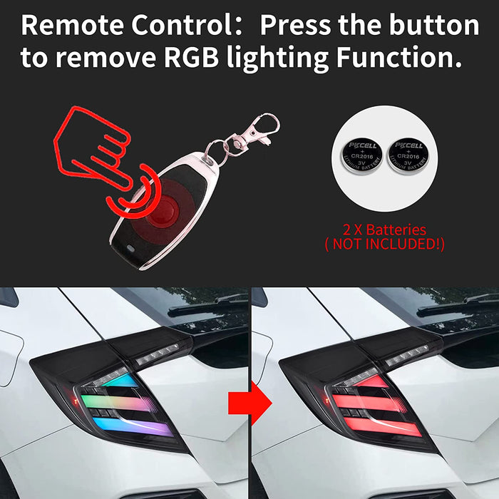2016-2021 Honda Civic LED RGB Taillights For Hatchback(FK7) Type R(FK8)