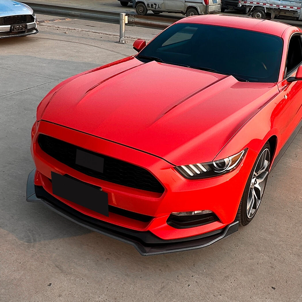 MP Style Front Bumper Lip Spoiler for Ford Mustang 2015-2017 - 3-Piece Aerodynamic Front Splitter Kit (Matte Black)