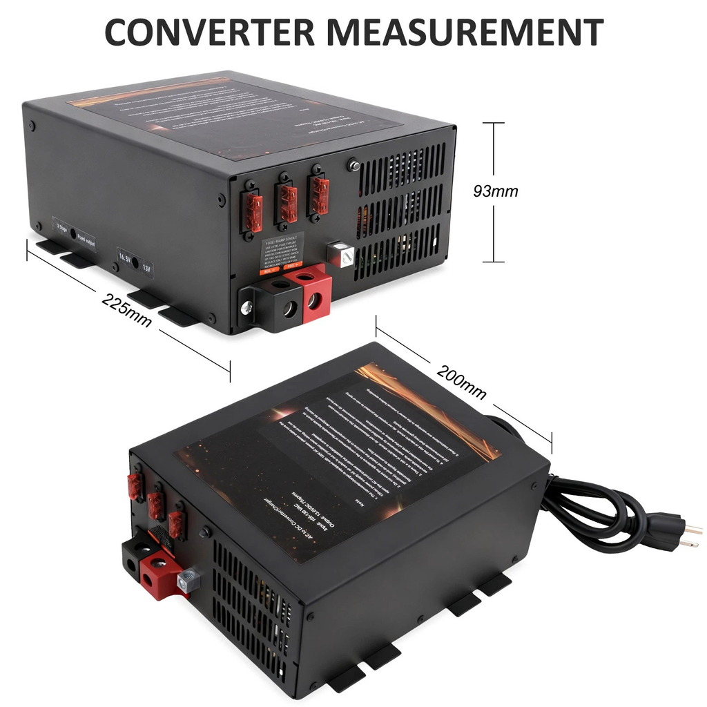 PM3-55LK RV Power Converter - 55 Amp 110V AC to 12V DC Smart Battery Charger with Lithium/Lead-Acid Switch